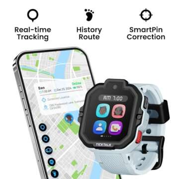 TickTalk5 LTE Kids Smart Watch with GPS Tracker, Phone Watch, Advanced Parental Controls, Video & Voice Calls, Text, School Mode, Free Music, SOS & 911, Safety Alerts, Pre-Installed SIM