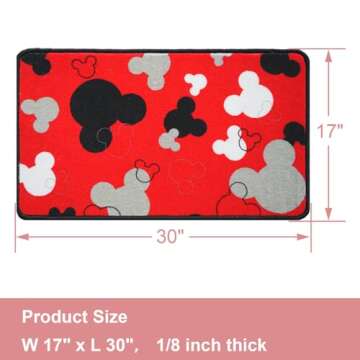J.Ehonace Cartoon Mouse Non-Slip Bathroom Rug, Mickey Cartoon Kitchen Mat, Cute 100% Polyester Soft ...