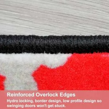 J.Ehonace Cartoon Mouse Non-Slip Bathroom Rug, Mickey Cartoon Kitchen Mat, Cute 100% Polyester Soft Kids Bedroom Home Decor Doormat, 17" x 30" (Red)