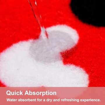 J.Ehonace Cartoon Mouse Non-Slip Bathroom Rug, Mickey Cartoon Kitchen Mat, Cute 100% Polyester Soft Kids Bedroom Home Decor Doormat, 17" x 30" (Red)