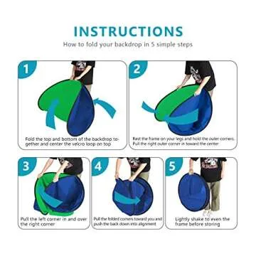 Neewer 5x7ft/1.5x2m Chromakey Foldable Backdrop with Stand 8.5ft/2.6m, 2-in-1 Reversible Green Blue Green Background Panel for Photography Studio, Live Streaming, Video Calls, Games