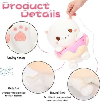 AIXINI Cute 10 Inch Plush Donut Cat for All Ages