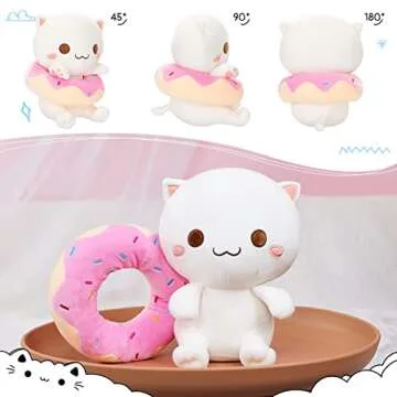 AIXINI Cute 10 Inch Plush Donut Cat for All Ages