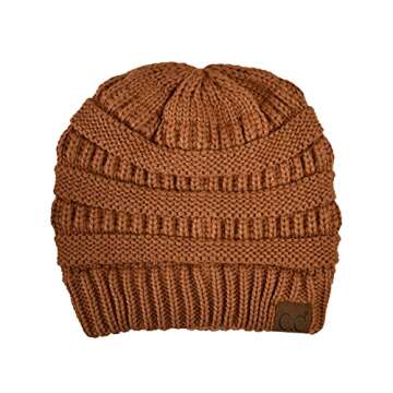 C.C Trendy Warm Chunky Soft Stretch Cable Knit Beanie Skully, Clay