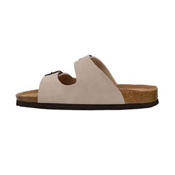 CUSHIONAIRE Women's Lane Cork Footbed Sandal With +Comfort, Stone, 6