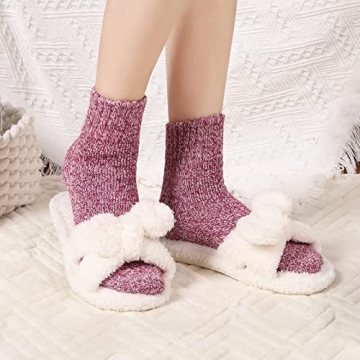 Women's Winter Wool Crew Socks - 5 Pairs Cozy Warmth