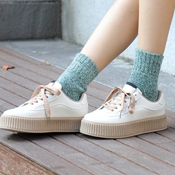 Women's Winter Wool Crew Socks - 5 Pairs Cozy Warmth