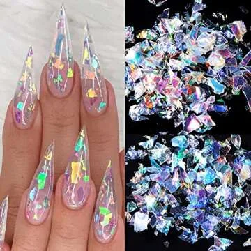 12 Boxes Nail Art Glitter Sequins Irregular Fragments Cellophane Illusion Fragments Polarized Powder Nail Glitter Holographic Design DIY Decoration Accessories
