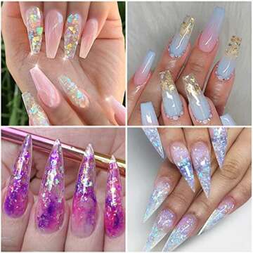 12 Boxes Nail Art Glitter Sequins Irregular Fragments Cellophane Illusion Fragments Polarized Powder Nail Glitter Holographic Design DIY Decoration Accessories