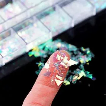 12 Boxes Nail Art Glitter Sequins Irregular Fragments Cellophane Illusion Fragments Polarized Powder Nail Glitter Holographic Design DIY Decoration Accessories