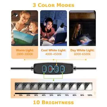 KOTUDAY Flexible Clip-on Lamp – USB Powered Light with Adjustable Modes for Reading, Work, and Mor...