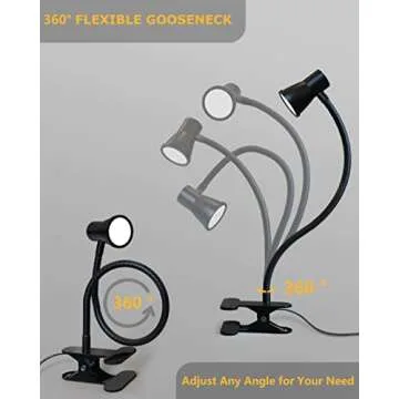 KOTUDAY Clip on Lamp - Flexible Gooseneck with 3 Color Modes