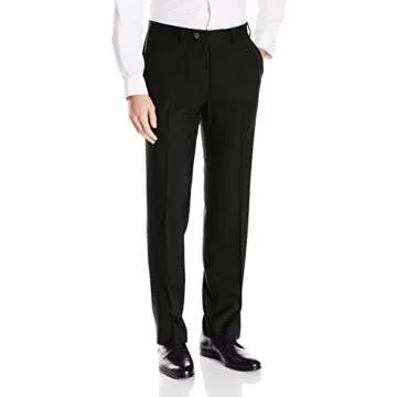 Perry Ellis Men's Slim Fit Suit with Hemmed Pant, Black, 42 Regular