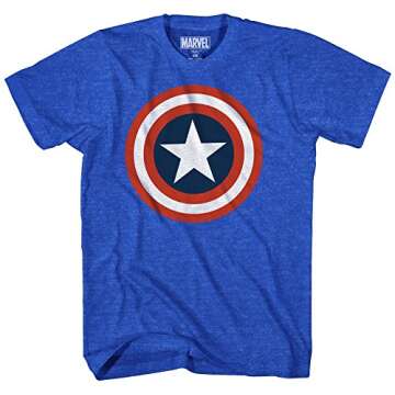 Marvel Men's 80s Captain 2 Short Sleeve T-Shirt - Royal Heather, X-Large
