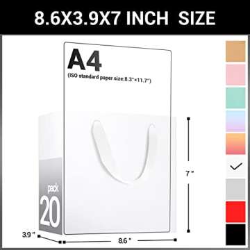 EUSOAR White Paper Bags, Small 20pcs 8.6" x3.9'' x7'' Kraft Handle Paper Boutique Gift Wrap Favor Ba...