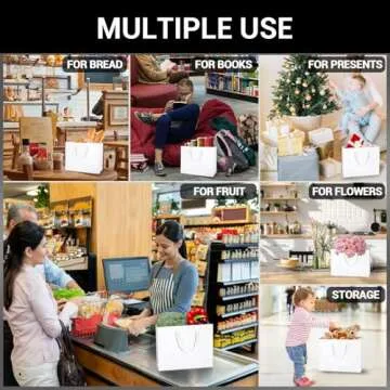 EUSOAR White Paper Bags, Small 20pcs 8.6" x3.9'' x7'' Kraft Handle Paper Boutique Gift Wrap Favor Bag with Handles Bulk, Grocery Shopping Retail Wrap Paper Bags for Business, Birthday Party, Wedding