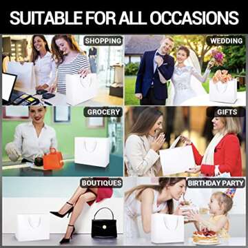 EUSOAR White Paper Bags, Small 20pcs 8.6" x3.9'' x7'' Kraft Handle Paper Boutique Gift Wrap Favor Bag with Handles Bulk, Grocery Shopping Retail Wrap Paper Bags for Business, Birthday Party, Wedding