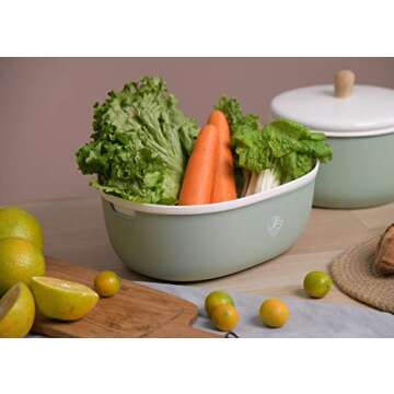 Citylife 2 Sets 4.2 QT Kitchen Colander Set Plastic Pasta Strainer Fruit Bowl Colanders Large Dual-Layer Draining Bowl Vegetable Washing Basket