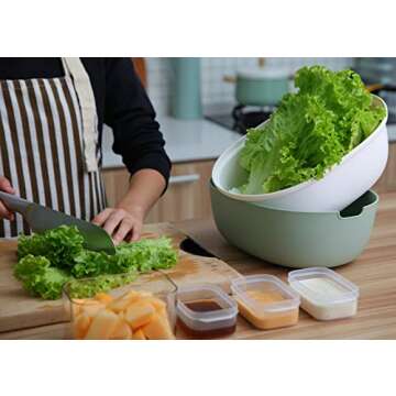 Citylife 2 Sets 4.2 QT Kitchen Colander Set Plastic Pasta Strainer Fruit Bowl Colanders Large Dual-Layer Draining Bowl Vegetable Washing Basket