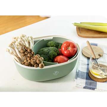 Citylife 2 Sets 4.2 QT Kitchen Colander Set Plastic Pasta Strainer Fruit Bowl Colanders Large Dual-Layer Draining Bowl Vegetable Washing Basket