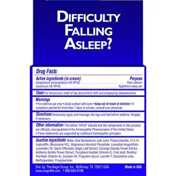 MagniLife Relaxing Leg Cream PM, Deep Penetrating Topical for Pain and Restless Leg Syndrome Relief, Naturally Soothe Cramping, Discomfort, and Tossing with Lavender and Magnesium - 4oz