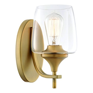 Kira Home Stella 10" Modern Chic Wall Sconce/Wall Light + Wine Glass Shade, Warm Brass Finish