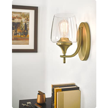 Kira Home Stella 10" Modern Chic Wall Sconce/Wall Light + Wine Glass Shade, Warm Brass Finish