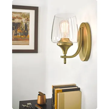 Kira Home Stella 10" Modern Chic Wall Sconce/Wall Light + Wine Glass Shade, Warm Brass Finish