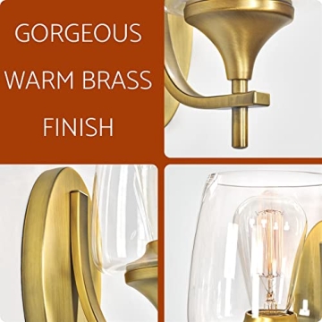 Kira Home Stella 10" Modern Chic Wall Sconce/Wall Light + Wine Glass Shade, Warm Brass Finish