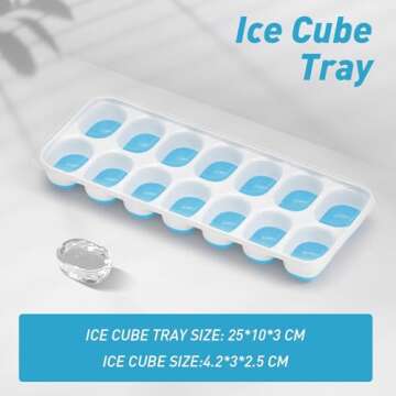 Ice Cube Tray with Lid: 4 Packs, 56 Easy Release Ice Cubes
