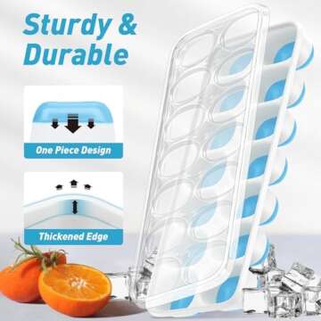 Ice Cube Tray with Lid - Stackable, Durable & Easy Release