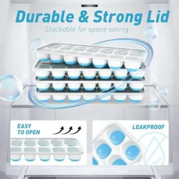 Ice Cube Tray with Lid - Stackable, Durable & Easy Release