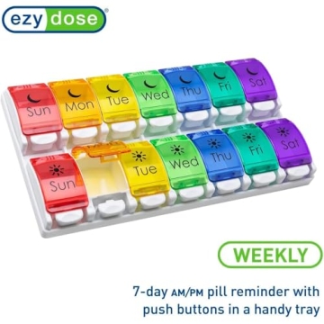 EZY DOSE Weekly Pill Case Easy to Use AM/PM Organizer