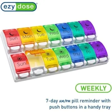 EZY DOSE Weekly Pill Case Easy to Use AM/PM Organizer