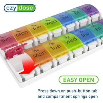 EZY DOSE Weekly Pill Case Easy to Use AM/PM Organizer