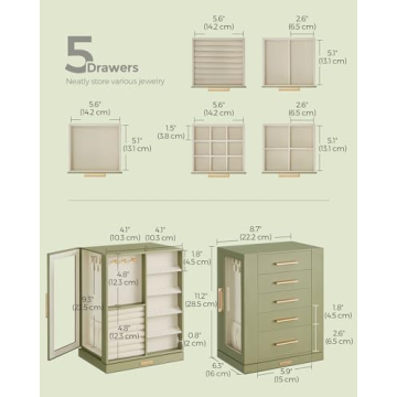 Stylish SONGMICS Jewelry Box with 360° Rotation and Drawers