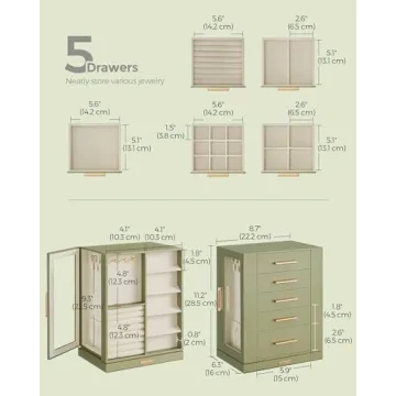 Stylish SONGMICS Jewelry Box with 360° Rotation and Drawers