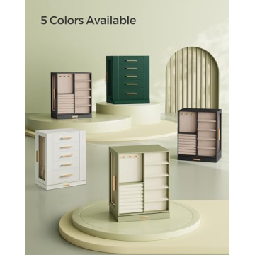 Stylish SONGMICS Jewelry Box with 360° Rotation and Drawers