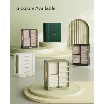 Stylish SONGMICS Jewelry Box with 360° Rotation and Drawers