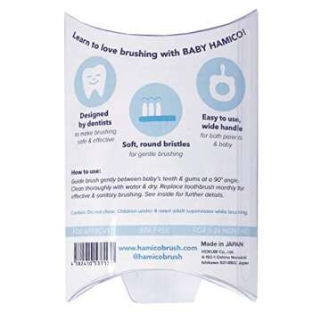HAMICO Japanese Baby Toothbrush with Small Sized Head, Soft Bristles and Oversized, Easy to Hold Handle