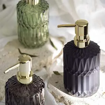 EMPO Matte Black Glass Soap Dispenser with ABS Plastic Pump, Lotion Dispensers for Kitchen, Bathroom (Black)