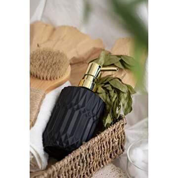 EMPO Matte Black Glass Soap Dispenser with ABS Plastic Pump, Lotion Dispensers for Kitchen, Bathroom (Black)