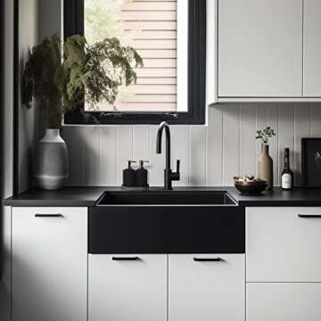 EMPO Matte Black Glass Soap Dispenser with ABS Plastic Pump, Lotion Dispensers for Kitchen, Bathroom (Black)