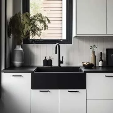 EMPO Matte Black Glass Soap Dispenser with ABS Plastic Pump, Lotion Dispensers for Kitchen, Bathroom (Black)