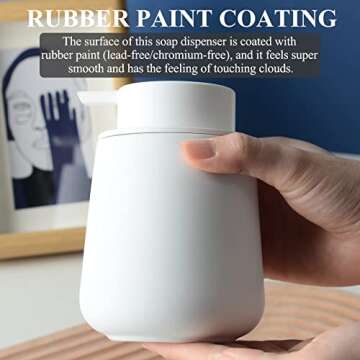 BosilunLife White Soap Dispenser - Ceramic Hand Dish Soap Dispenser for Bathroom 12ounce Refillable ...