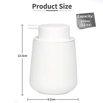 BosilunLife White Soap Dispenser - Ceramic Hand Dish Soap Dispenser for Bathroom 12ounce Refillable Liquid Hand Soap Dispenser for Essential Oil, Lotion Soap (Rubber Paint)