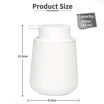 BosilunLife White Soap Dispenser - Ceramic Hand Dish Soap Dispenser for Bathroom 12ounce Refillable Liquid Hand Soap Dispenser for Essential Oil, Lotion Soap (Rubber Paint)