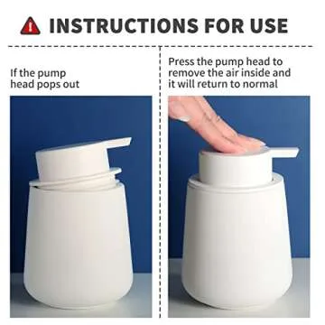 BosilunLife White Soap Dispenser - Ceramic Hand Dish Soap Dispenser for Bathroom 12ounce Refillable Liquid Hand Soap Dispenser for Essential Oil, Lotion Soap (Rubber Paint)