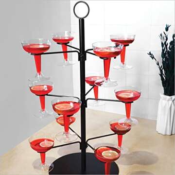 Cocktail Tree Stand, Wine Glass Flight Tasting Display For Drinks, 3 Tier - 12 Holders For Champagne...