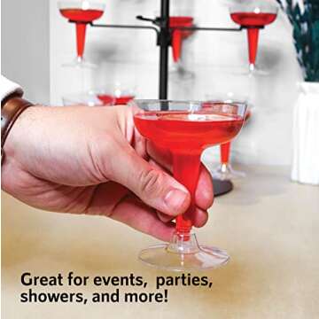 Cocktail Tree Stand, Wine Glass Flight Tasting Display For Drinks, 3 Tier - 12 Holders For Champagne, Cocktails, Martini, Margarita Cups at Weddings, Bridal Shower, Mimosa Bar Parties & Events (Black)